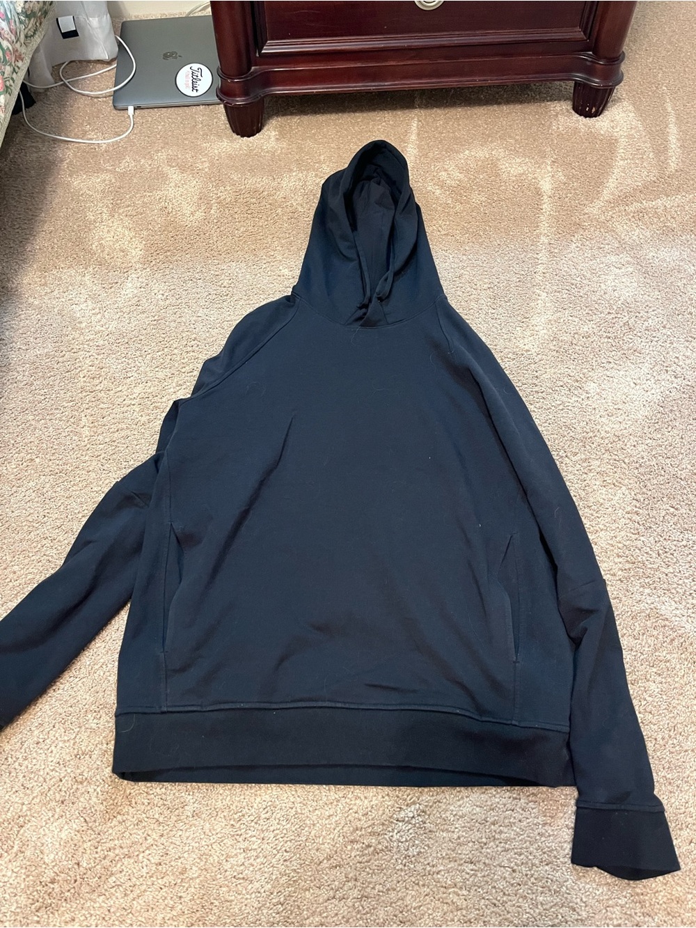 Lululemon Men's Black Hoodie - Casual Pullover Sweatshirt